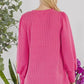 Celeste Full Size Striped Round Neck Lantern Sleeve Top