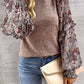 Heathered Floral Frill Lantern Sleeve Blouse