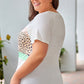Plus Size Printed Contrast Round Neck Tee Shirt