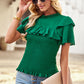 Smocked Tie Back Flutter Sleeve Blouse
