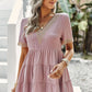 Contrast Short Sleeve Tiered Blouse