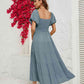 Smocked Square Neck Tiered Dress