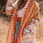 Plus Size Geometric  Open Front Cardigan with Pockets