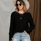 Openwork Round Neck Raglan Sleeve Sweater