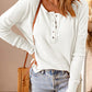 Waffle Knit Henley Long Sleeve Top