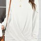 Ruched Round Neck Long Slleeve T-Shirt