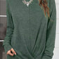 Ruched Round Neck Long Slleeve T-Shirt