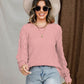 Openwork Round Neck Raglan Sleeve Sweater