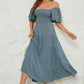 Smocked Square Neck Puff Sleeve Dress