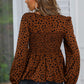 Square Neck Long Sleeve Smocked Blouse