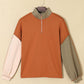 Color Block Exposed Seam Half Zip Sweatshirt