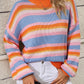 Striped Round Neck Dropped Shoulder Sweater