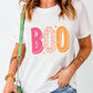 Round Neck Short Sleeve BOO Graphic T-Shirt