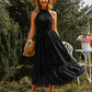 Grecian Neck Spliced Lace Midi Dress