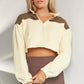 Contrast Drawstring Zip Up Jacket