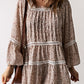 Floral Pleated Flare Sleeve Blouse