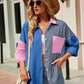 Color Block Button Up Collared Neck Shirt