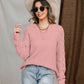 Openwork Round Neck Raglan Sleeve Sweater