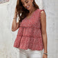 Printed Frill Trim V-Neck Blouse