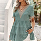 Contrast Short Sleeve Tiered Blouse