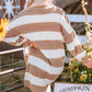 Striped Open Front Long Sleeve Cardigan