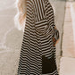 Striped Long Sleeve Cardigan with Pocket