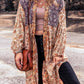 Floral Tassel Tied Open Front Long Sleeve Cardigan