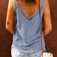 Swiss Dot Lace Trim V-Neck Tank