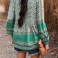 Tassel Tie Long Sleeve Peplum Blouse