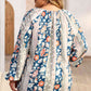 Plus Size Floral Tie Neck Blouse