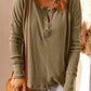 Waffle Knit Henley Long Sleeve Top