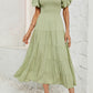 Smocked Square Neck Puff Sleeve Dress