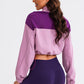 Contrast Drawstring Zip Up Jacket