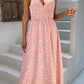 Printed Surplice Adjustable Spaghetti Strap Maxi Dress
