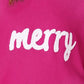 Merry Letter Embroidered High Neck Sweater