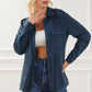 Geometric Button Up Drawstring Collared Neck Jacket