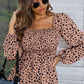 Square Neck Long Sleeve Smocked Blouse