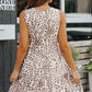 Leopard Round Neck Tiered Sleeveless Mini Dress