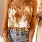 Printed Frill Trim Smocked Hem Cami