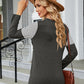Color Block Round Neck Long Sleeve Blouse