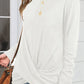 Ruched Round Neck Long Slleeve T-Shirt