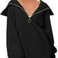 Half-Zip Lantern Sleeve Top