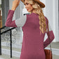 Color Block Round Neck Long Sleeve Blouse