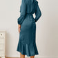 Mock Neck Ruffled Asymmetrical Dress