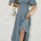 Smocked Square Neck Puff Sleeve Dress