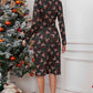 Christmas Element Print Long Sleeve Dress