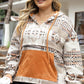Plus Size Half Zip Drawstring Hoodie with Pocket