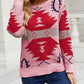 Printed Round Neck Long Sleeve Sweater
