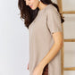 Zenana Baby Waffle Short Sleeve Slit High-Low T-Shirt