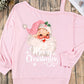 MERRY CHRISTMAS Graphic Asymmetrical Neck Top